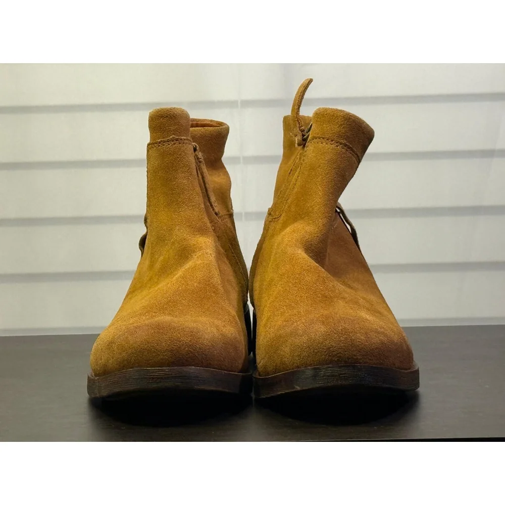 Franco Sarto Classic Women SUEDE LEATHER Boots Ankle Booties Whiskey Brown 8.5 M